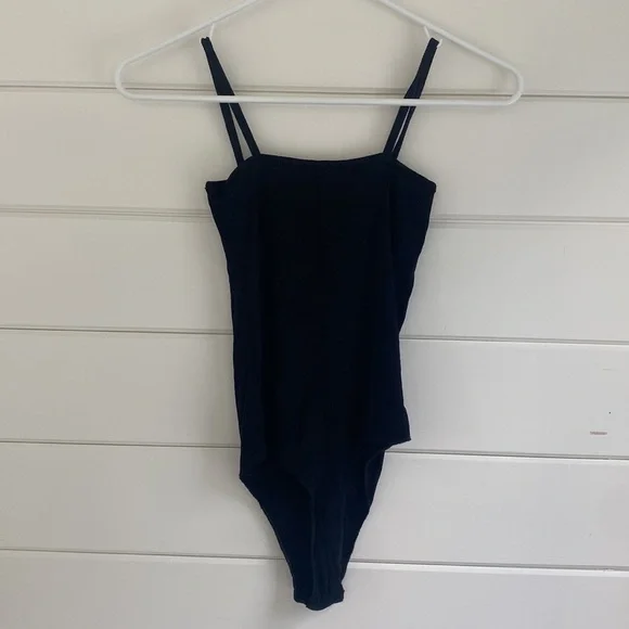 Brandy Melville | Black Square Neck Strappy Bodysuit | Great Condition - Picture 4 of 5